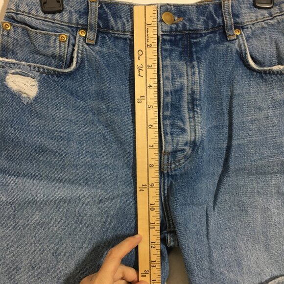 Victoria Beckham Womens Size 30 Blue Denim Shorts Side Striped 100% Cotton - Picture 9 of 15